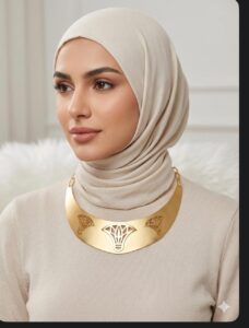 Handmade gold-plated brass pharaonic lotus collar necklace by Sa7ra