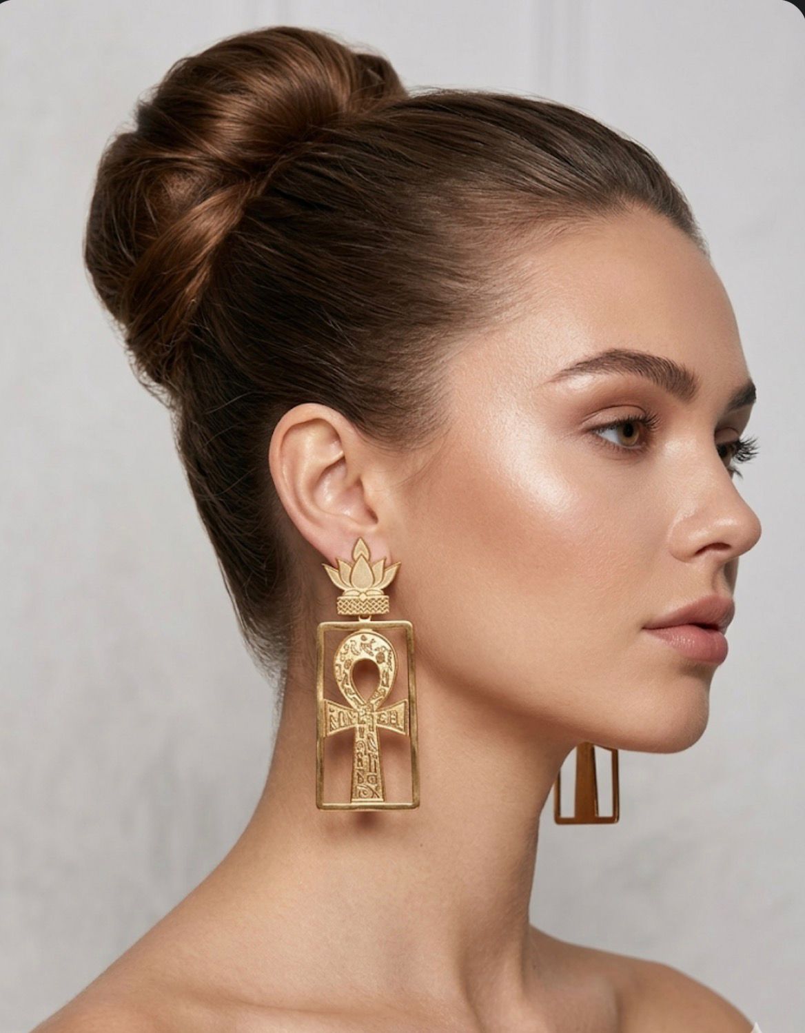 Ankh Key Gold-Plated Earrings